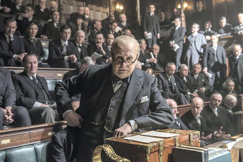 Gary Oldman as Winston Churchill in the film 'Darkest Hour'; the fields of politics and diplomacy have traditionally been dominated by men. Courtesy Jack English