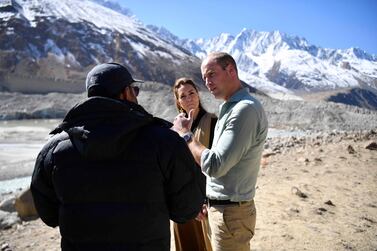 The Duke and Duchess of Cambridge at the Chiatibo glacier in the Hindu Kush mountain range. Getty 