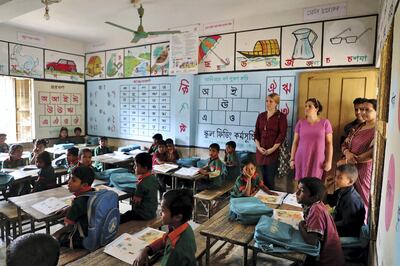 A photo provided by Room to Read UNICEF of Rohingya children in a classroom.