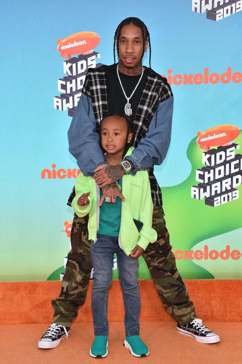 US rapper Tyga and son King Cairo. AFP