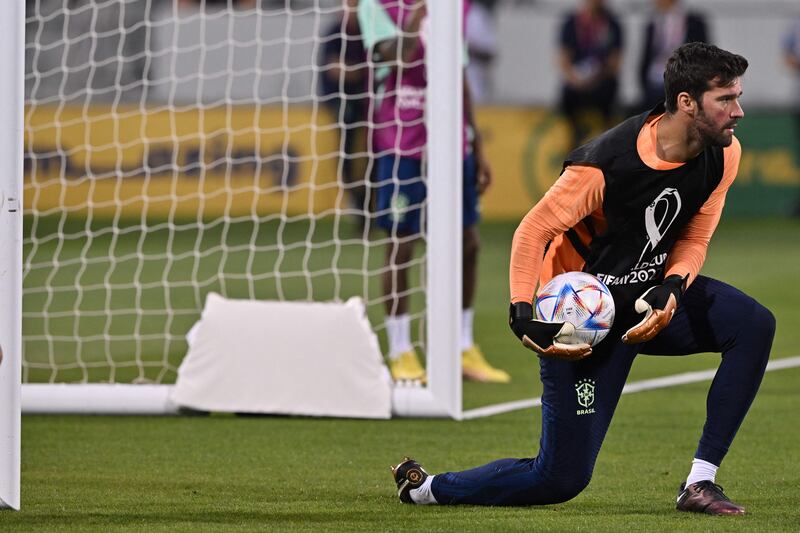 Brazil's goalkeeper Alisson in training. AFP