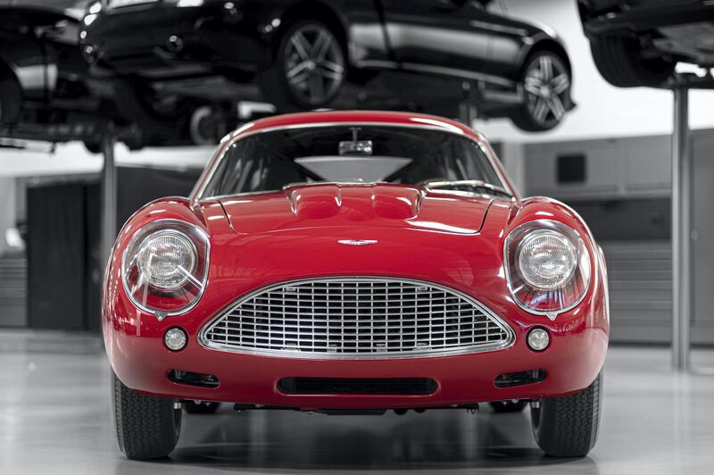 Aston Martin's DB4 GT Zagato on display.