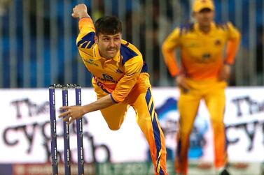 Muhammad Jawadullah of Sharjah Warriors bowls during the match 23 of the DP World International League T20 between the Sharjah Warriors and the Desert Vipers held at the Sharjah Cricket Stadium. Photo: ILT20
