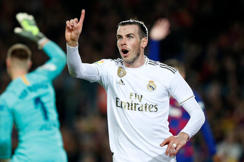 Gareth Bale during el clasico at Camp Nou.  AP