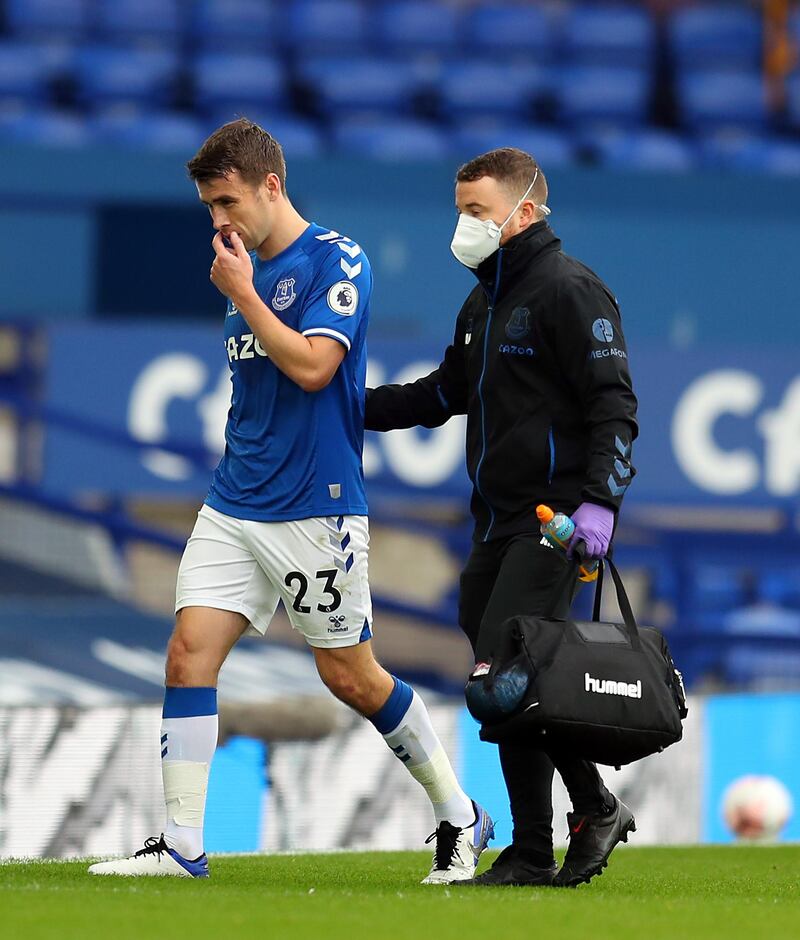 Seamus Coleman - 4: Should have cut out the danger for Liverpool’s opening goal. Struggled against the raiding Robertson. Limped off on 31 minutes after aggravating a hamstring injury. PA