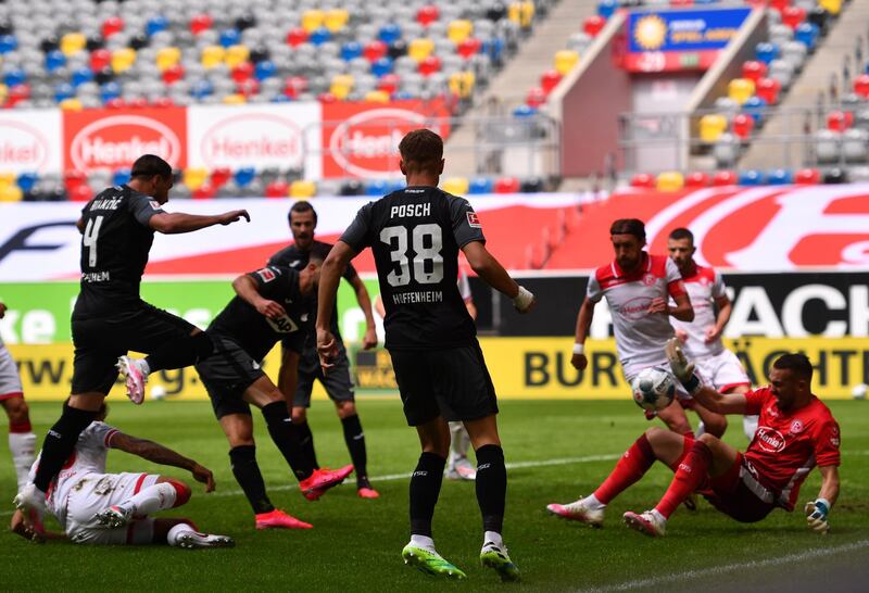 Hoffenheim's Munas Dabbur makes the scores 1-1. EPA