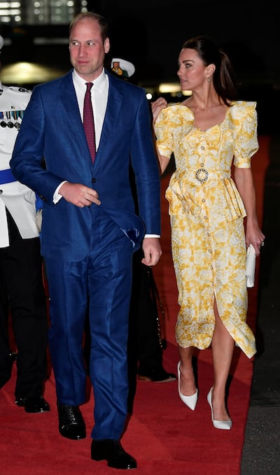 Britain's Prince William and Catherine, Duchess of Cambridge attend a departure ceremony, on the final day of their tour of the Caribbean on March 26, 2022. Reuters