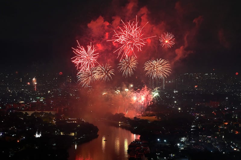 Fireworks light up the sky over Manila. AFP