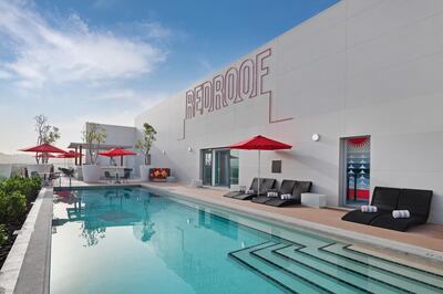 Enjoy free access to the rootop pool at Radisson Red Dubai Silicon Oasis when you dine at any of the hotel's restaurants and bars. Courtesy Radisson