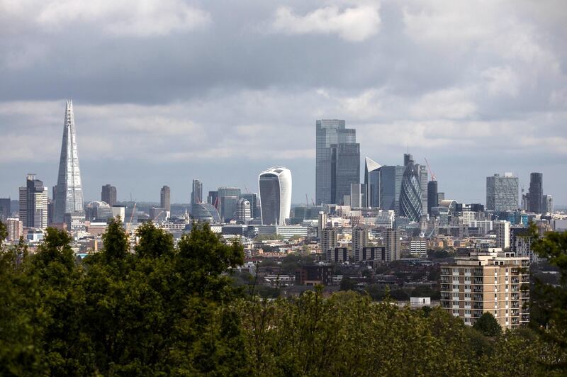 LONDON, ENGLAND  - MAY 01: A general view of the city skyline on May 01, 2020 in London, England. British Prime Minister Boris Johnson, who returned to Downing Street this week after recovering from Covid-19, said the country needed to continue its lockdown measures to avoid a second spike in infections. (Photo by Dan Kitwood/Getty Images)