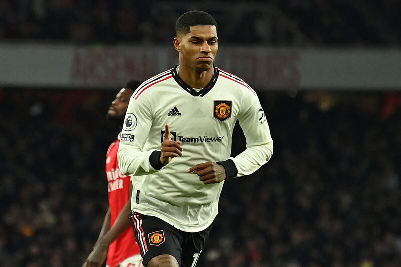 Marcus Rashford 8: Superb strike to beat Partey and shoot to put United ahead, his first away league goal in over two years. A second effort was well saved by Ramsdale. Seventeen goals so far this season. AFP