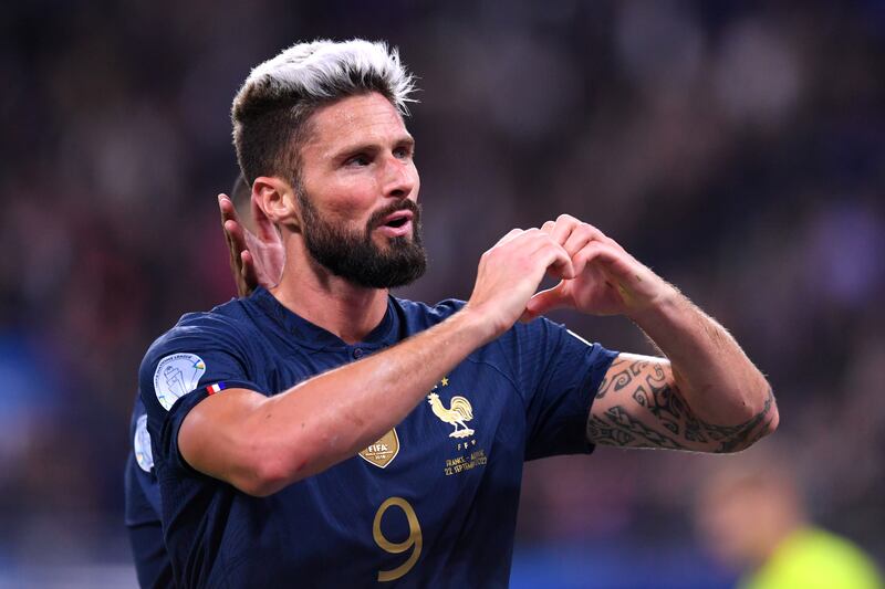 Olivier Giroud, a World Cup winner with France in 2018, was selected again by coach Didier Deschamps for the 2022 tournament in Qatar. Getty Images