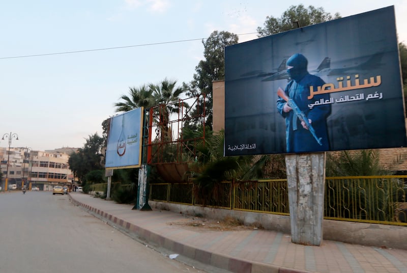 ISIS billboards in the city in October 2014.