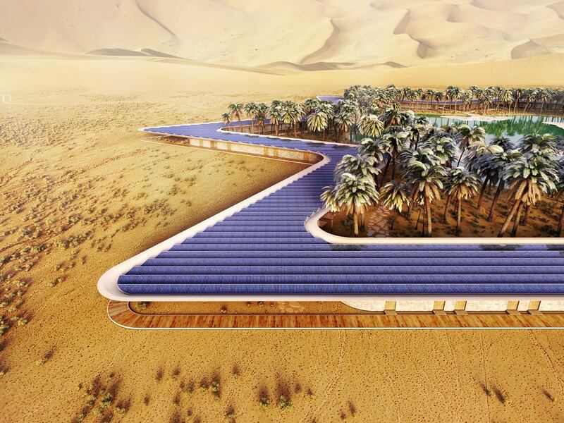The resort will recycle its wastewater, manage its waste on-site, use organic waste for compost and grow some of its own vegetables in a greenhouse designed for the desert heat. Courtesy Oasis Eco Resort