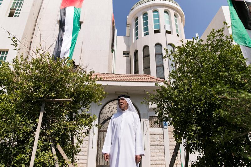 ABU DHABI, UNITED ARAB EMIRATES - NOV 1:

Mohammed Noor Al Khoori claims he has been putting up the flag up his house every year after the UAE's union. 

(Photo by Reem Mohammed/The National)

Reporter: Anna Zacharias
Section: NA 