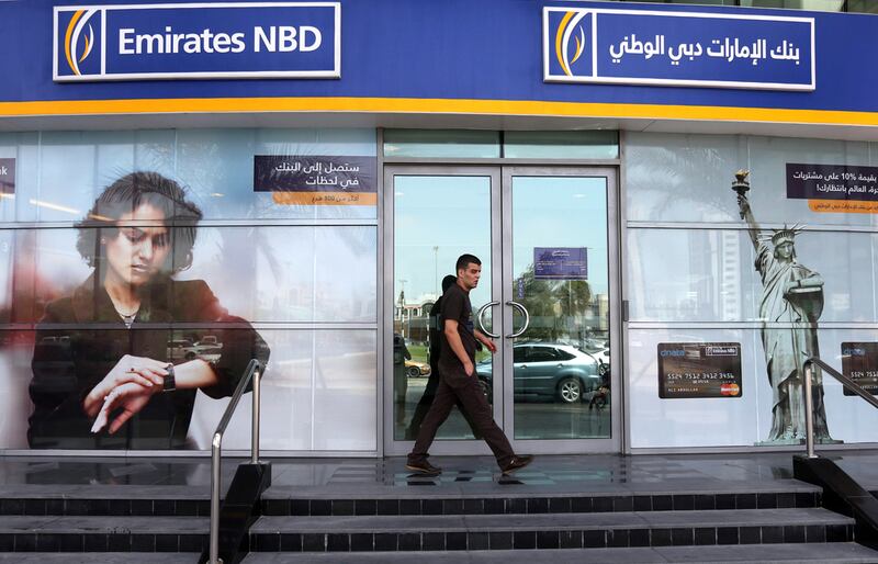 Emirates NBD's second-quarter net income rose as the economy recovers from the coronavirus-induced slowdown. Sammy Dallal / The National