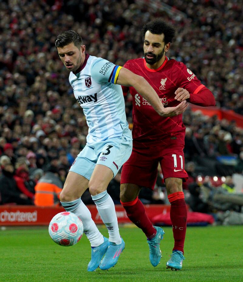 Aaron Cresswell - 6. The 32-year-old let Salah escape for an early chance but improved as the game went on. He was restricted in his forward forays. PA