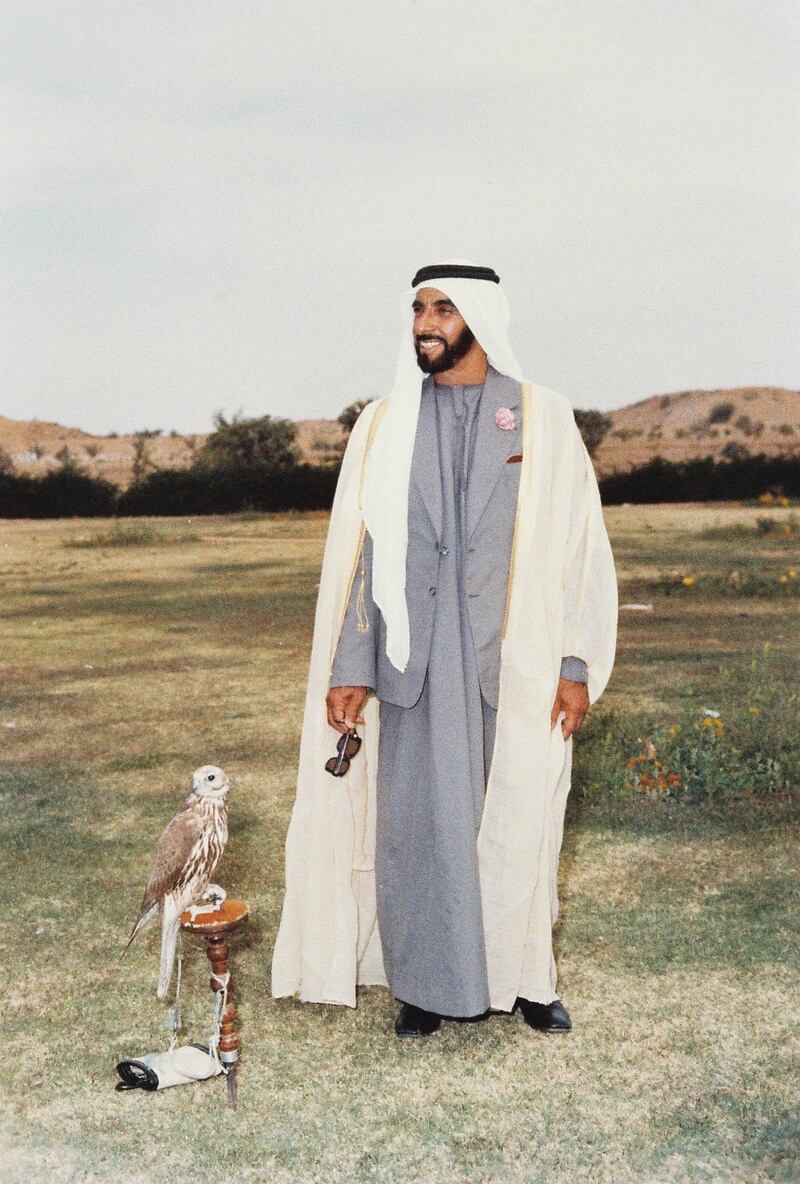 An image from the Itihad archive. Courtesy Al Itihad.
Abu Dhabi, UAE. Sheikh Zayed hunting and horse riding. *** Local Caption ***  Z (4).JPG