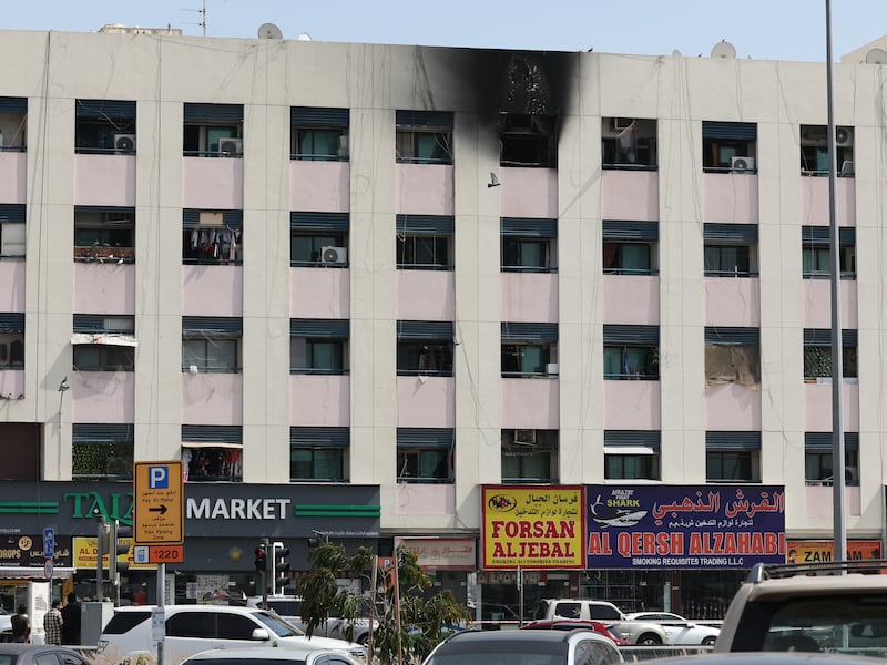 The five-storey residential building in Deira, Dubai, was engulfed in flames on April 15. EPA