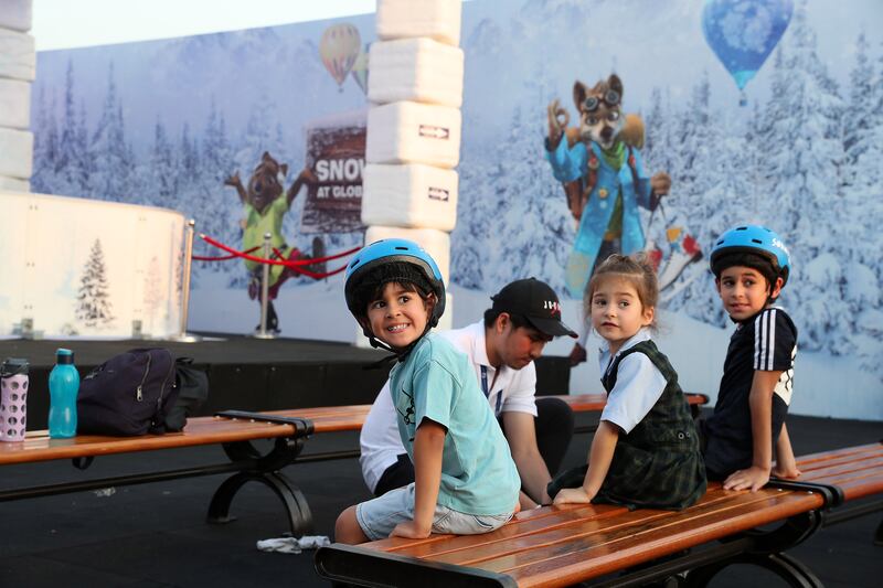 The Snowfest ice rink at Global Village in Dubai. Pawan Singh / The National