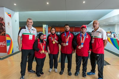 The UAE Special Olympics bowling squad display their medals won in Malta recently. 