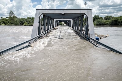 A bridge outside Parys after heavy rain flooded South Africa's Vaal River, on February 19. AFP