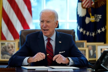 President Joe Biden in the Oval Office of the White House, Thursday, January 28, 2021. AP Photo