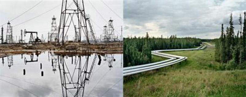 SOCAR Oil Fields #3, Baku, Azerbaijan, 2006. Chromogenic colour print. Edward Burtynsky / Nicholas Metivier Gallery
Oil Fields #22, Cold Lake Production Project, Cold Lake, Alberta, Canada, 2001. Chromogenic colour print. Edward Burtynsky / Adamson Gallery, Washington, DC