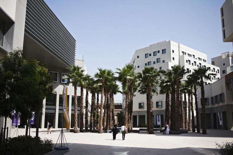 People pass through the NYU Abu Dhabi's campus center. Lee Hoagland / The National