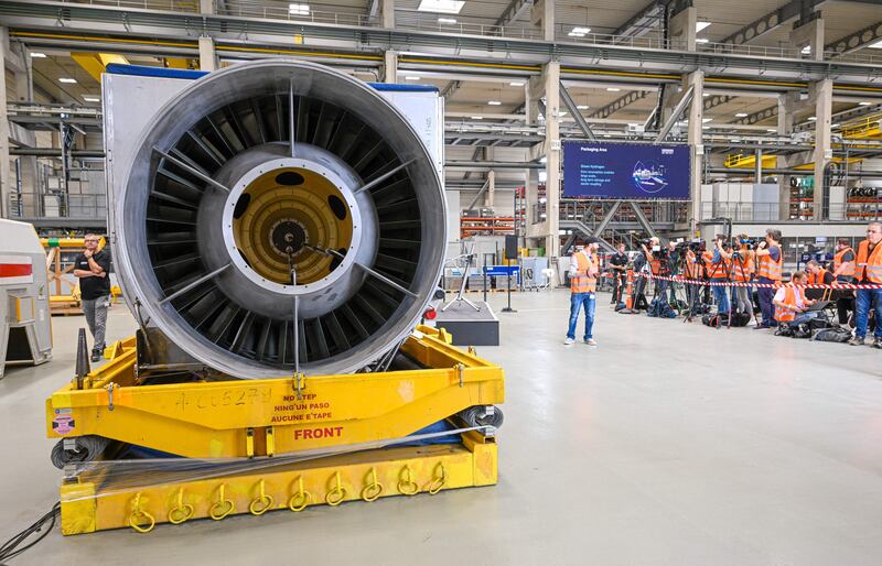 A turbine of the Nord Stream 1 pipeline at the Siemens Energy plant in western Germany. AFP