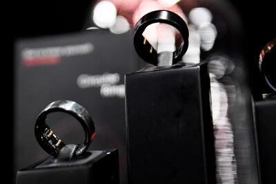 The Circular personal health smart ring is displayed during the CES. AFP