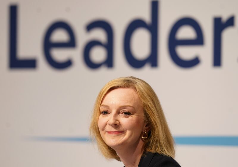 Liz Truss during a hustings event in Darlington in August 2022. Ms Truss and Rishi Sunak are awaiting the results of a poll of Conservative Party members deciding which of them has been selected as the new party leader, and next prime minister. PA