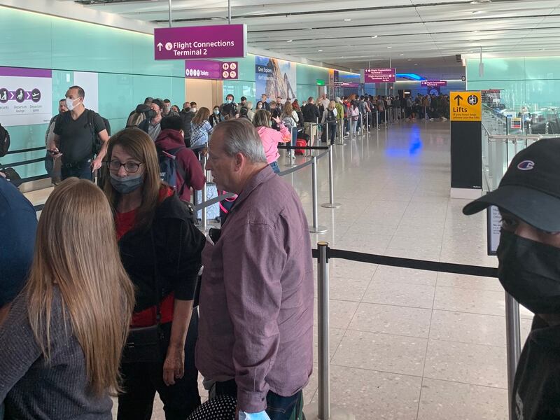 One passenger said it took three and a half hours to check in a single suitcase. Photo: Martin Duggan's Twitter