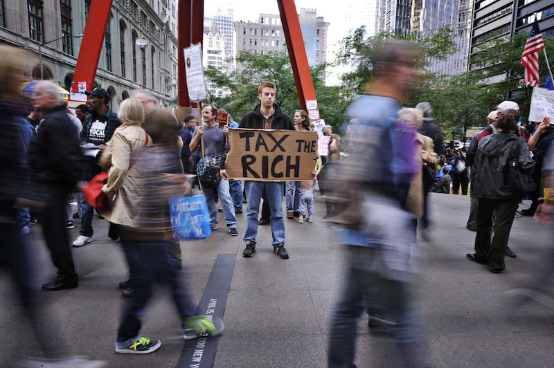 An Occupy demonstrator in 2011, in Zuccotti Park, New York, where artist Molly Crabapple was also an activist. Anthony Behar / Sipa Press / AP Photo