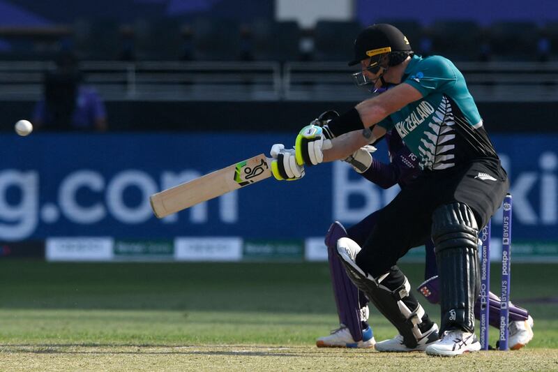 New Zealand's Martin Guptill on his way to 93 against Scotland at the T20 World Cup in Dubai on Wednesday. AFP