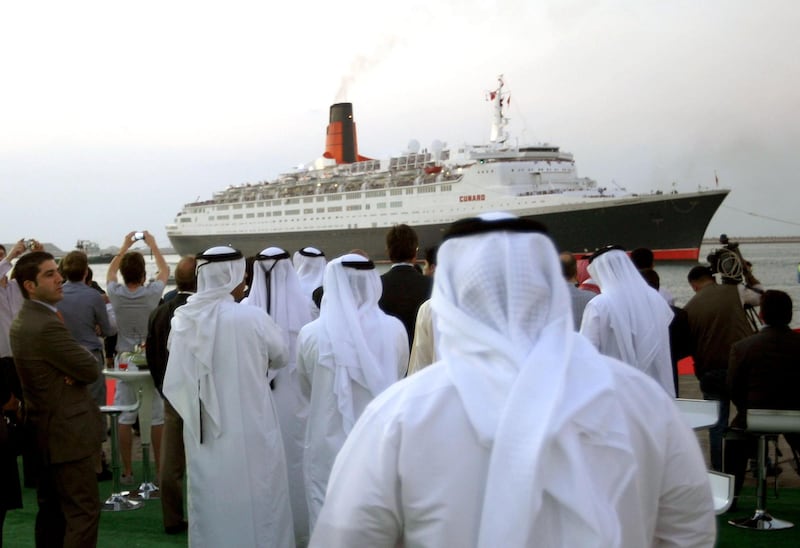 The QE2 pictured arriving in Dubai from the UK on November 26, 2008. Randi Sokoloff / The National