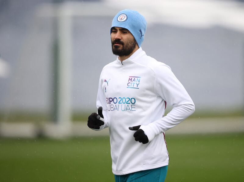 Manchester City's Ilkay Gundogan during training. Reuters