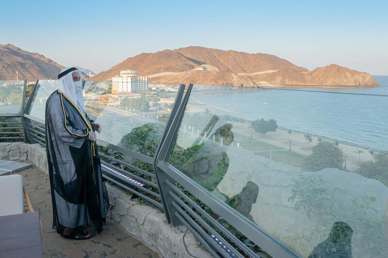 Sheikh Dr Sultan bin Muhammad Al Qasimi, Ruler of Sharjah, at the Khor Fakkan Amphitheatre. Wam