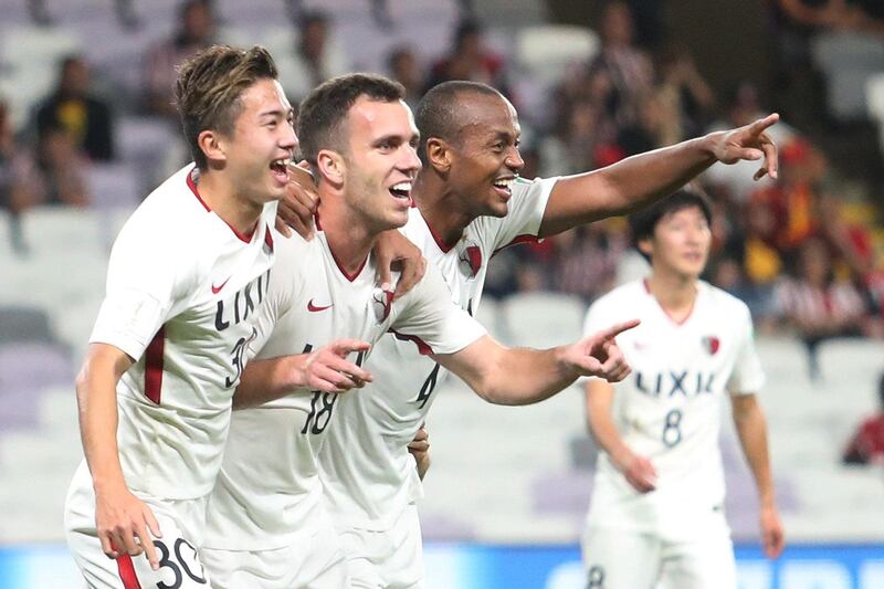 Kashima Antlers' Serginho celebrates scoring their second goal. Reuters