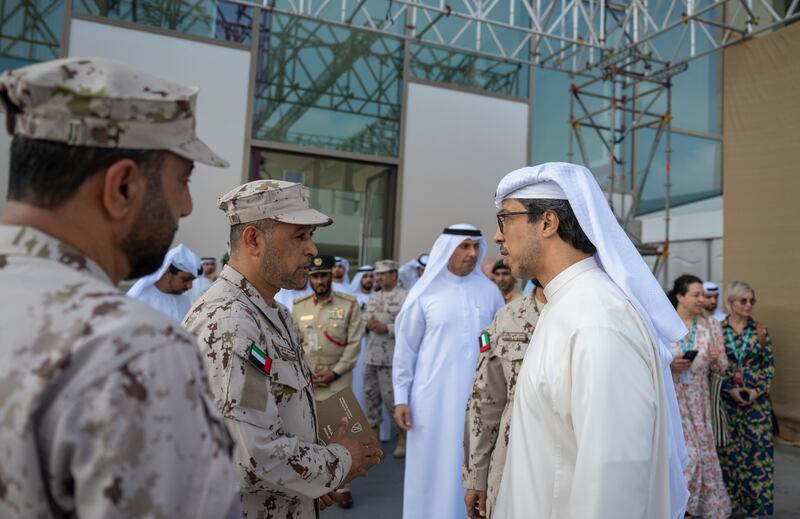 Sheikh Mansour meets military personnel at final preparations for Cop28
