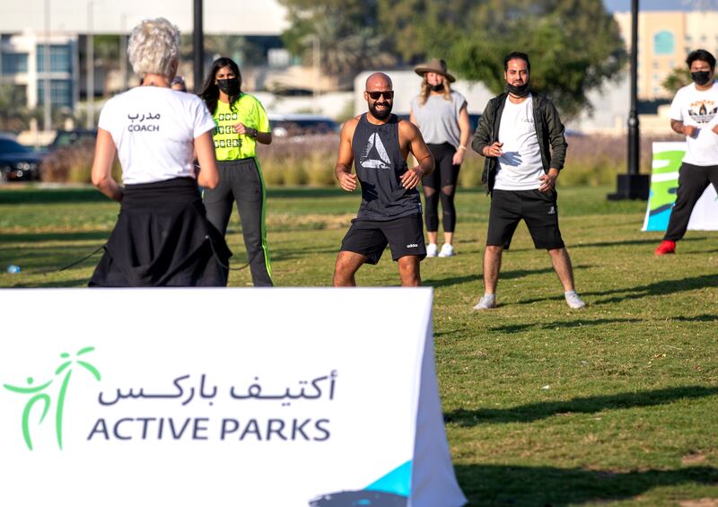 Active Parks is a new community fitness programme launched by the Department of Community Development in Abu Dhabi in collaboration with Abu Dhabi Sports Council. All photos: Victor Besa / The National