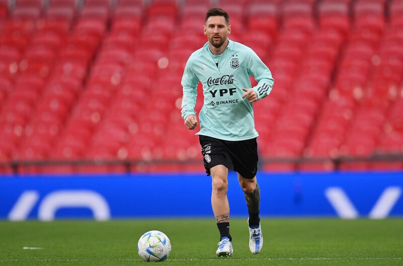 Lionel Messi of Argentina warms up. Getty Images