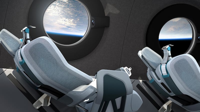 The interior cabin of space tourism firm Virgin Galactic's SpaceShipTwo is seen in an artist's rendition released July 28, 2020. Virgin Galactic/Handout via Reuters