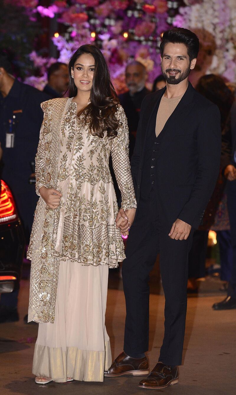 Shahid Kapoor with his wife Mira Rajput on the Saturday night. AFP