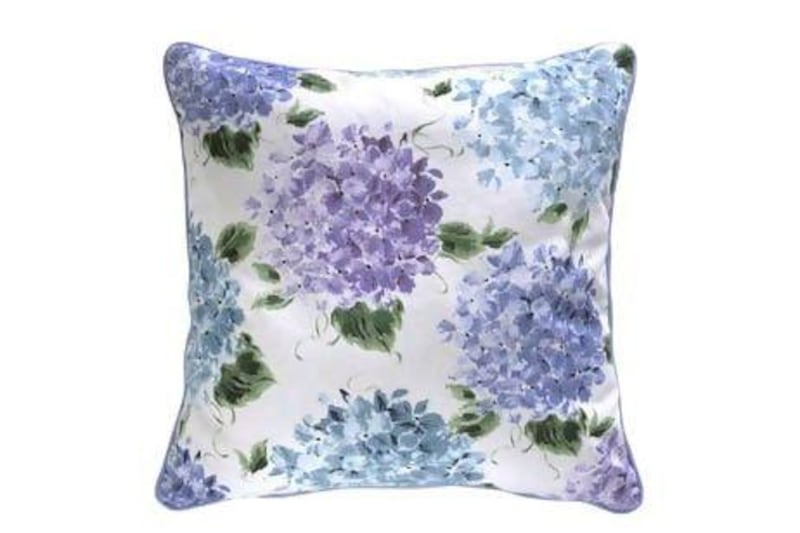 Matalan blue hydrangea print cushion.