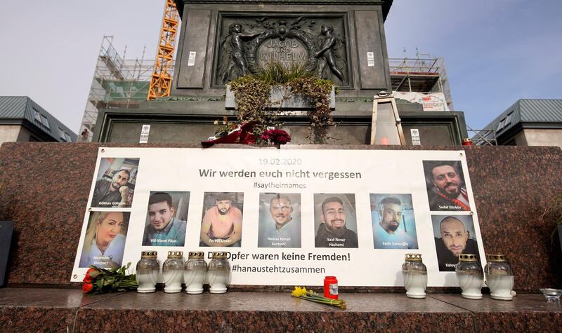 A shrine to the victims of the shooting in Hanau. EPA