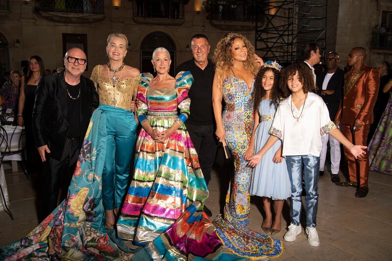 Sharon Stone, Helen Mirren and Mariah Carey with Domenico Dolce and Stefano Gabbana. All photos: Dolce & Gabbana