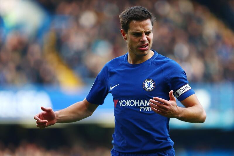 LONDON, ENGLAND - DECEMBER 02: Cesar Azpilicueta of Chelsea reacts during the Premier League match between Chelsea and Newcastle United at Stamford Bridge on December 2, 2017 in London, England.  (Photo by Clive Rose/Getty Images)