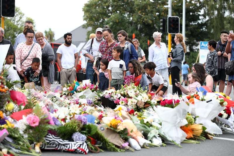 The floral tributes grow near the Al Noor mosque on Deans Rd  in Christchurch, New Zealand. AGetty