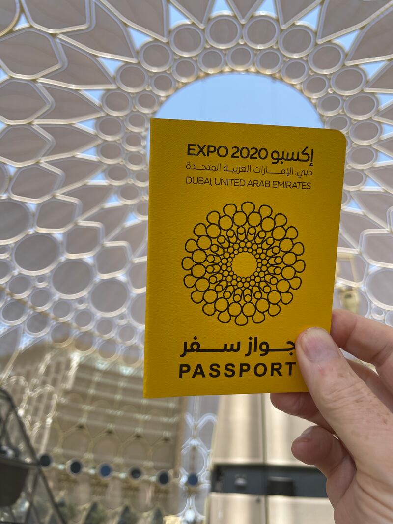 The Expo passport to collect all the stamps at each country's pavilion. James Langton / The National